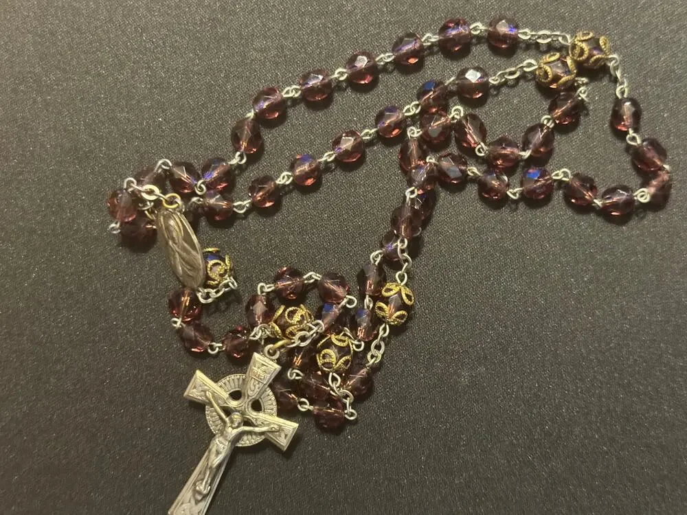40in Garnet Rosary Vintage